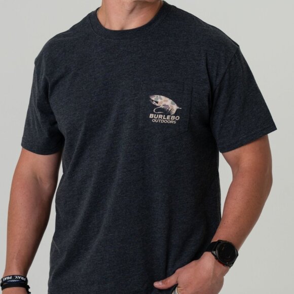 BURLEBO Camo Big Fly Short Sleeve in Heather Black - Picture 3 of 4